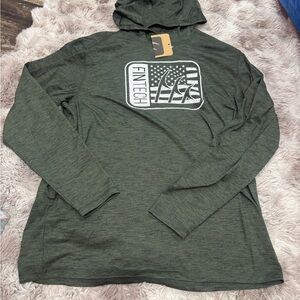 Fintech Green Long Sleeve Tee With Hood Sz Med NWT